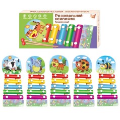 Ксилофон WToys, дерев'яна основа, 5 металевих пластин, молоточки, в кор., мікс видів 