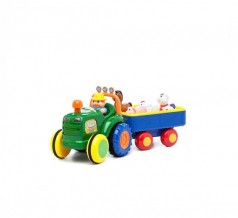 Іграшка на колесах - ТРАКТОР З ТРЕЙЛЕРОМ (на колесах, світло, озвучка українською мовою)
