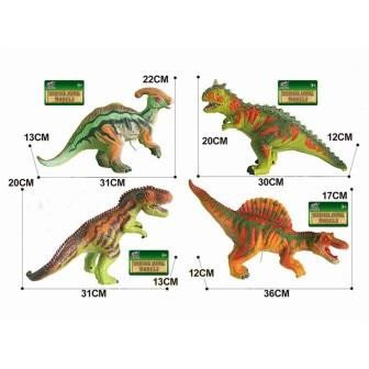 Динозавр Q9899-503A гумовий, зі звуками, 4 види, музичний, 34*10*21