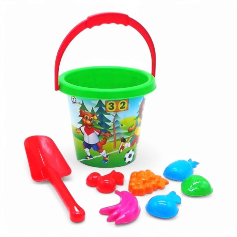 Песочный набор Technok "1" ведро, лопатка, 6 пасочок (зеленый)