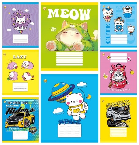 Тетрадь 12 арк.коса линия Твердая ТА53115 Микс 4, 25/600, 8к. цена за 25 шт.