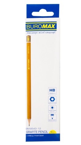Карандаш графитовый Professional HB, желтый, без резинки, 12 шт. в коробке