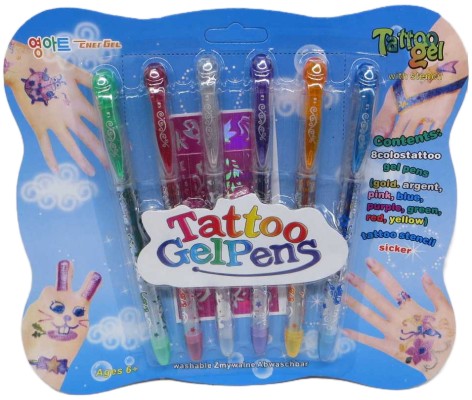 Набір ручок-гель для тату - 6шт.+наклейка (24*12)