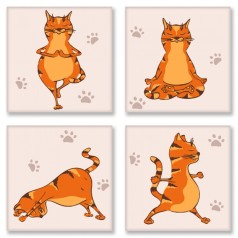 Картина по номерам Поліптих "Yoga-cat"(4шт.)18*18см