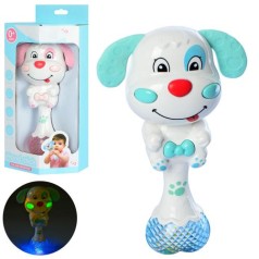 Погремушка собачка 16см, муз, свет, прорезыватель, 2цв, на бат-ке, в кор-ке, 11-24-7см 