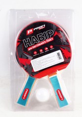 УЦЕНКА 20% Ракетка номер3, 2шт, EVA+гума,ручка набірна,1 кулька40мм, в слюді, 18-29-4см /50/