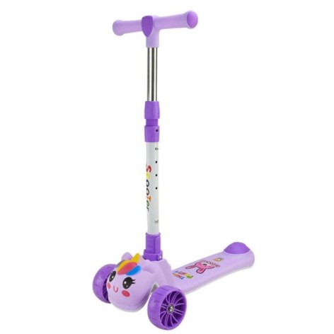 Самокат детский 3-х колесный складной, колеса PU музыка, батар., свет, звук  (БУЗКОВЫЙ)