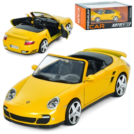 Машина АвтоСвіт, 1:24, Porsche 911 Turbo Cabriolet, метал, 18см, відкриваються двері, гумові колеса, в кор-ці, 24,5-10,5-11см /8/