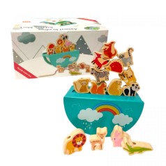 Балансир деревянный основа, маленькие фигурки животных, шнуровка, в коробке