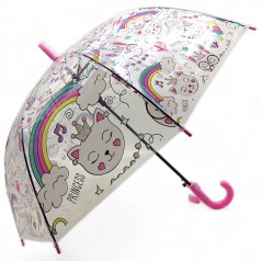 Зонтик напівпрозорий рожеві кролики