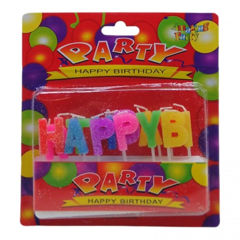 Свечи для торта "Happy Birthday - блестки"