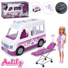 Кукла-врач 28 см с машиной Скорой Помощи, каталка, медицинские инструменты 636119