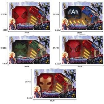 Бластер MJ669-B0131A Avengers з присосками, маскою, 5 видів 36*6,5*27,5