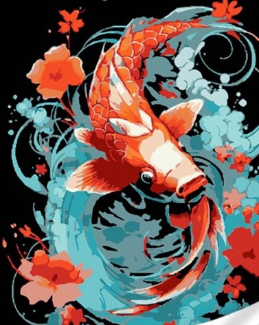 Набор для творчества алмазная картина Золотая коий в мечтательных водах Strateg размером 40х50 см (SK88263)