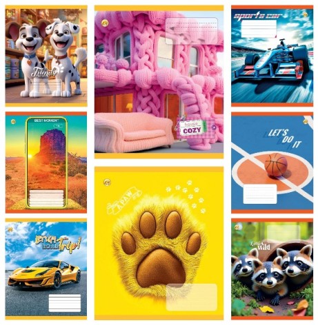 Тетрадь 12 арк.коса линия Твердая ТА53116 Микс 5, 25/600, 8к. цена за 25 шт.