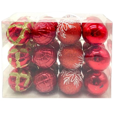 Новорічні ялинкові прикраси MIC 24 кульки 5,5 см у слюді