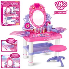 Трюмо со стульчиком, фен, косметика, акс, 68-60-34см, звук, свет, на бат-ке, в кор-ке, 74-53-8см 