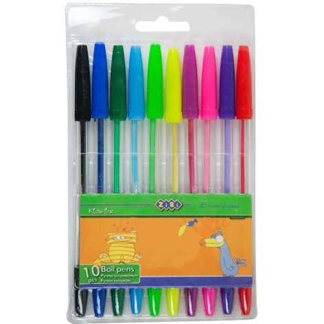 Набір із 10-х кулькових ручок, 10 кольорів
