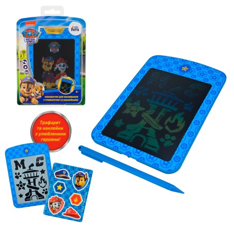 Планшет для малювання Paw Patrol LCD екран 6,5'', трафарет, наліпки блістер 15*22*3см /40/