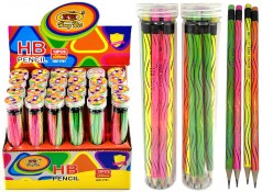 Олівець чорнографітний трикутний Неон НВ з гумкою 12 шт у банці