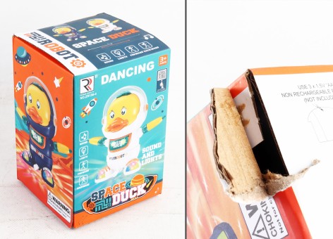 УЦЕНКА 20% Робот батар., космічна утка, 2 кольори, світ., кор. 12*12*18см /96-2/