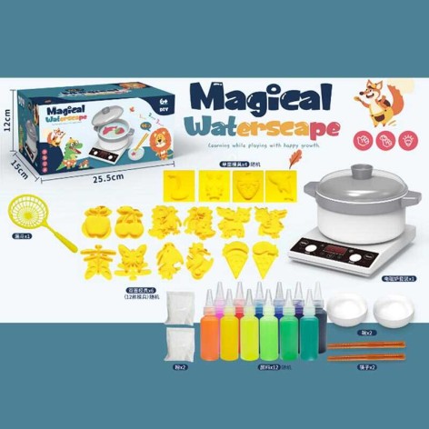 Набір для творчості 16 формочок, 12 пляшечок з рідиною, фігурки, каструля, плита, звуки, аксесуари, в боксі 