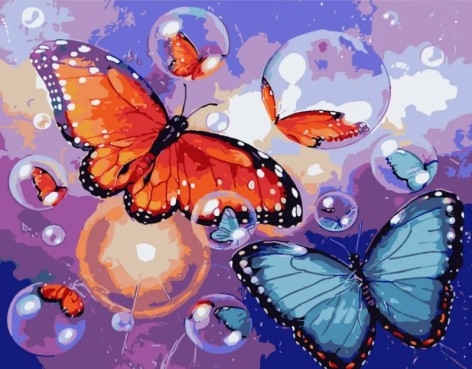 Картина за номерами Метелики та міхури Strateg з лаком розміром 30х40 см (SS-6445)