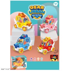 Машинка муз. 4 кольори мікс, прозорий корпус,кольорові внутрішні деталі, звук,світ.,р-р14*13*9см, кор.19*11,6*14,6см 