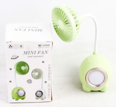 УЦЕНКА 40% Вентилятор настільний, 24см, світло, 2 режими, акум, USBзарядне, 4 кольори, в кор-ці, 9,5-15,5-8см /24/