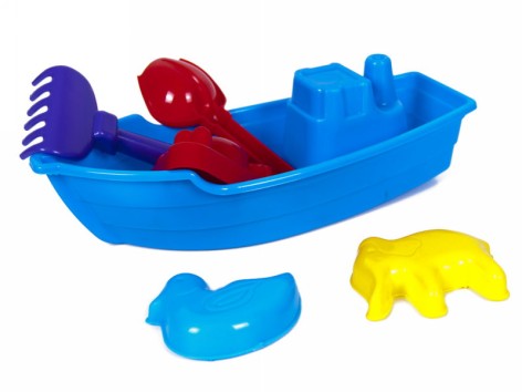 Лодка игрушечная с пасками, лопаткой, граблями КВ