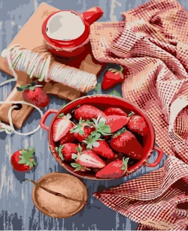 Набір для розпису по номерах Полуничний десерт Strateg розміром 40х50 см (HH020)