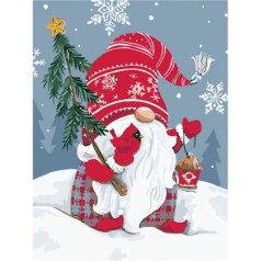 Набор для росписи по номерам Гном с елкой размером 30х40 (SS6819)