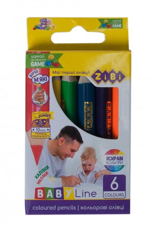 Кольорові олівці mini Jumbo, 6 кольорів