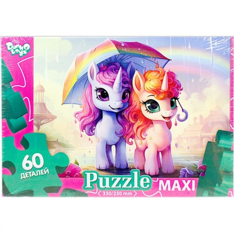 Пазлі 60 ел. максі ЄДИНОРІЖИ під зонтиком