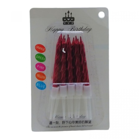 Свечи "Металлик" с подставкой 9см (8шт)