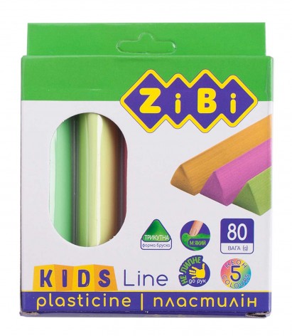 Пластилін 5 кольорів, неон, 80 г, Kids Line