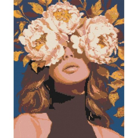 Алмазна мозаїка Origami "Дівчина у ніжних квітах" 40x50 см (OD30521)