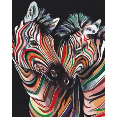Картина за номерами: Пара райдужних зебр 40*50 BS23783