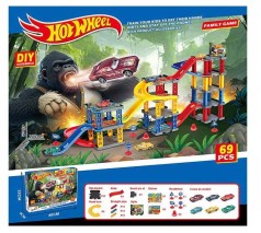 Трек 69 елементів, довжина 102см, 3 металопластикові машинки, 3 парковки, дорожні знаки, в кор. 