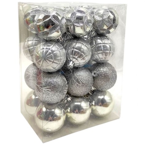 Новорічні ялинкові прикраси MIC 24 шт кульки 5,5 см у слюді