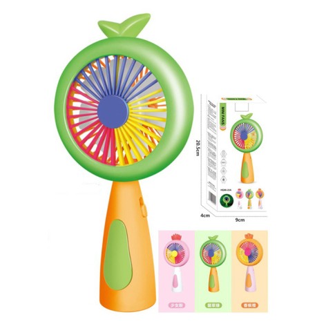 Вентилятор 20см, 2в1(ручний/портативний, настільний), світло, акум, USBзарядне, 3 кольори, в кор-ці, 9,5-20,5-4см 