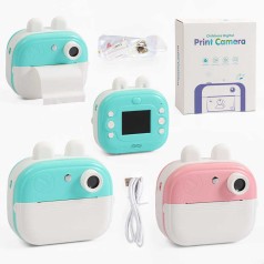 Фотоаппарат-принтер 2 цвета, type-C, разъем для TF-карты, фото, видео, плеер, 5 игр, черно-белая печать, рулон термопленки, ремешок, в кор. /40/