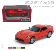 Іграшкова модель легкова Dodge SRT Viper GTS (2013) 5'' KT5363W металева, інерційна, відчиняються двері, 4 кольори, коробка