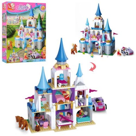 Конструктор SLUBAN Розова мрія,замок принцеси,фігурки,815дет,в кор,38-57-9см /6/