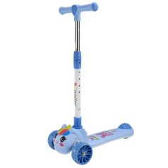 Самокат детский 3-х колесный складной, колеса PU музыка, батар., свет, звук  (ГОЛУБОЙ)