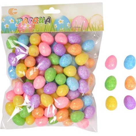 Набір Яйця декоративні кольорові з глітером 2,5 см HA-459