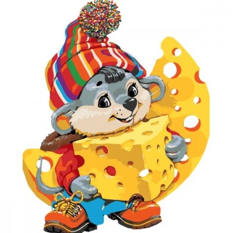 Картина по номерам Мышка с сыром Strateg с лаком размером 30х40 см (SS-6433)