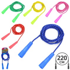 Скакалка 2,2м (ручки включно), мотузка, 5 кольорів, на листі, 10-19-3см /200/