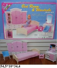 Мебель кукольная Gloria 24014 спальня с гардеробом коробка 54,5*10*34,4