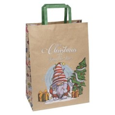 Пакет подарочный бумажный НОВОГОДНИЙ КРАФТ 25*15*34,5см